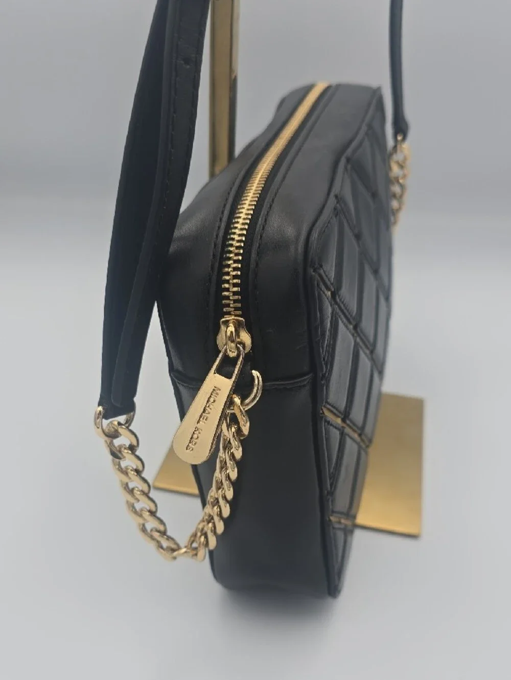Michael Kors Black Crossbody Bag with Gold Chain Lattice